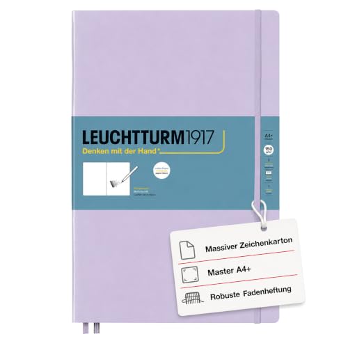 Leuchtturm1917 - Master A4 Hardcover Sketchbook (Lilac) - 112 Pages of 150g/m² Paper | 112 pages, thread binding, acid-free, folding case, lilac, drawing card, developed in Germany - color: Lilac, size: Master (A4+)