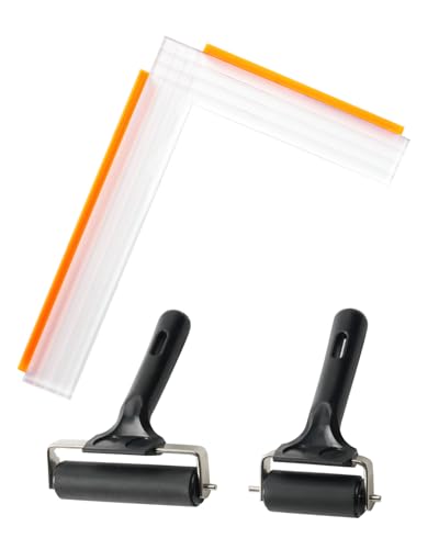 UCEC 3 Pack Paper Positioning Tool 6x8 Inch with Brayer Roller Set | L Square Ruler Gel Plate Printing Tool with 2 Rubber Rollers (2.4in & 4in) for Crafting, Paper Alignment Tool for Printmaking - color: Small:6 x 8 in(with 2.4‘’&4‘’brayer)