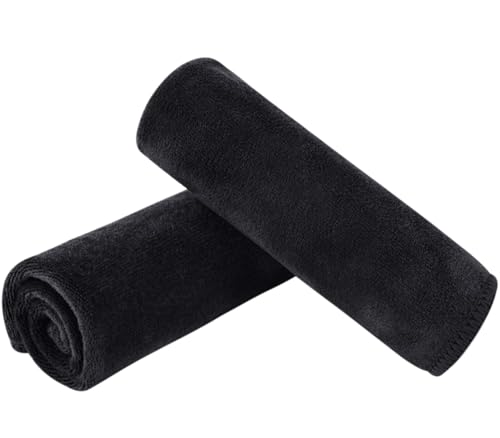 SINLAND Microfiber Facial Cloths Fast Drying Washcloth 12inch x 12inch Absorbent Face Wash Cloth Soft Makeup Remover Cloths - color: Black-1, size: 1 Count (Pack of 2)