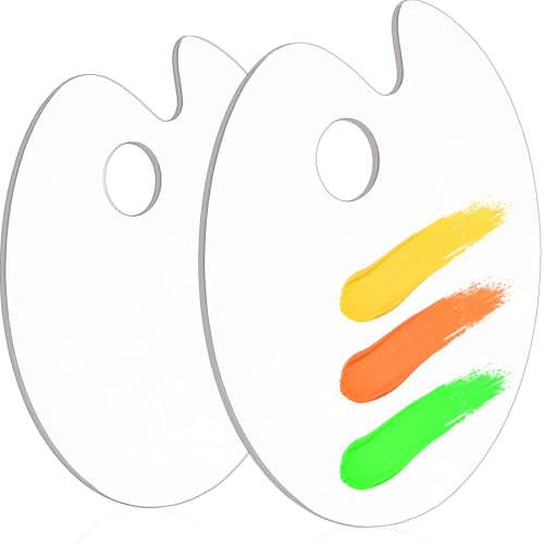 Hulameda 2Pcs Acrylic Paint Palette with Thumb Hole for Adults or Kids | Paint Pallet,Easy Clean Non-Stick Artist Pallet for Oil Watercolor Craft DIY Art Painting Palette - color: White