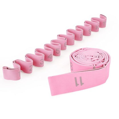 11 Loops Stretch band - Yoga, Pilates, Ballet, and Physical Therapy Stretching strap for Flexibility, Leg Stretching, and Exercise - Durable Stretching equipment for Dance and Fitness - color: 11 Grids-Pink