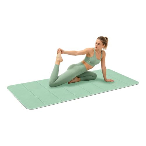 Yoga Mat, Foldable Exercise Mat, Portable FitnessMat, Thickened TPEmat for Yoga, Pilates, Stretching, Non Slip Cushion with 8mm Thick, Compact Design, 72x31 Inch - color: Green