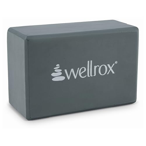 Wellrox Supportive Yoga Block Non-Slip EVA for Yoga, Pilates, Stretching, and Meditation (4"x6"x9") - color: Cool Gray