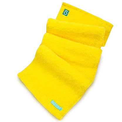 FaceSoft Eco Friendly Gym Towel for Working Out - Soft and Absorbent Cotton Exercise Towel - No Synthetic Microfibers or Plastics - Sweat Towel for Gym, Fitness, Sports, Yoga - Yellow - 1 Pc