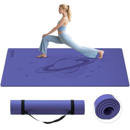 HAHE Extra Wide Yoga Mat, 72"x40"x0.4"Thick, Large Exercise Mats - color: Light Purple