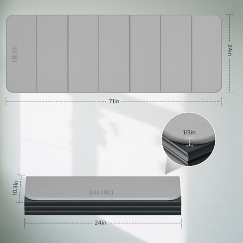 Foldable Yoga Mat Exercise Mat for Home Workout, Comfortable and Durable, 8mm Thick Portable Folding Mat, Non-Slip, Pilates Mat Thick, Outdoor Use, Meditation, Travel, Camping (71"x24" x 0.3") - color: Grey + Black