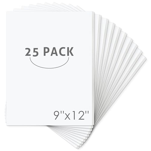 Mat Board Center 9x12x1/8" White High-Grammage Foam Core Board Pack of 25 | Acid Free, Polystyrene, Warp-Resistant, Double-Sided Foam Poster Board, Easy to Cut & Write for Display, Draw, Crafts & Art - color: White, size: 9x12