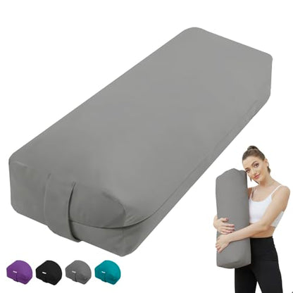 Rectangular Yoga Bolster Pillow for Restorative Yoga - color: Gray