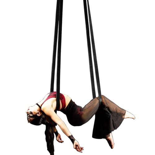 6.6ft 2m Aerial Loops Aerial Straps Ropes Aerial Acrobatics Body Loop Trapeze Circus Apparatuses Equipment Yoga Straps 1 pairs - color: Black