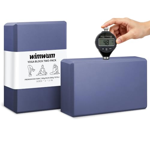 High Density EVA Yoga Blocks 2 Pack, 280g Pro-Level Exercise Brick (46-50 Shore C Firmness), Odor-Free & Non-Slip Foam Props for Yoga, Pilates & Stretching - color: dark blue
