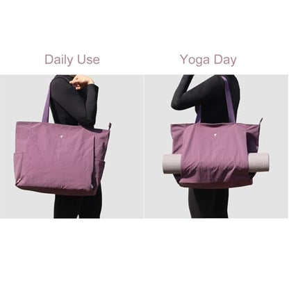 ESVAN Yoga Mat Bag Yoga Tote Carrier Shoulder Bag Carryall Tote for Office,Yoga,Pilates,Travel,Beach and Gym - color: Aa Blue Purple