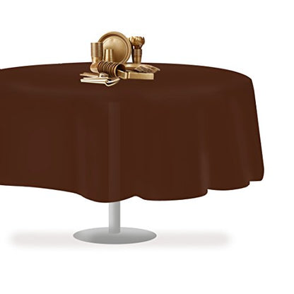 Brown 1 Pack Premium Disposable Plastic Tablecloth 84" Inch Round Table Cover - color: Brown, size: 1 Pack 84" Round