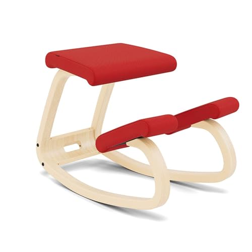 Varier Ergonomic Kneeling Chair, Rocking Knee Stool for Home Office Desk - color: Natural/Red