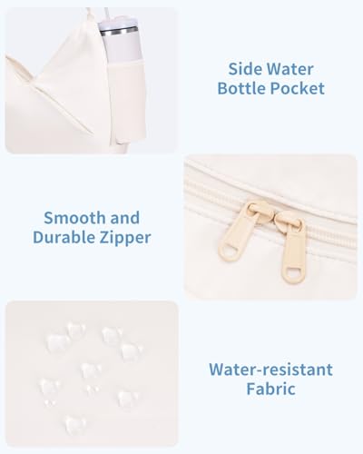 Ceneda Large Gym Bag for Women with Hidden Yoga Mat Holder & Shoe Compartment & Wet Pocket, Sports Duffle Bag for Travel - color: Beige