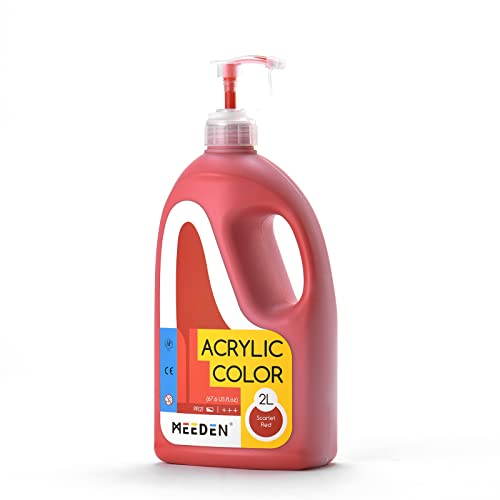 MEEDEN Scarlet Red Acrylic Paint with Pump Lid, 1/2 Gallon (2L /67.6 oz.) Heavy-Body Non-Toxic Rich Pigment Color, Perfect for Art Class, Wall Painting, Painting Party & Creative DIY - color: Scarlet Red