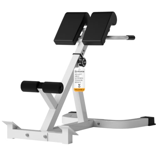 Roman Chair, Adjustable Hyperextension Bench for Men & Women | Multifunctional Fitness Chair for Hip, Exceptional for Glute, Core and Lower Back Training,300 lbs Weight - color: White