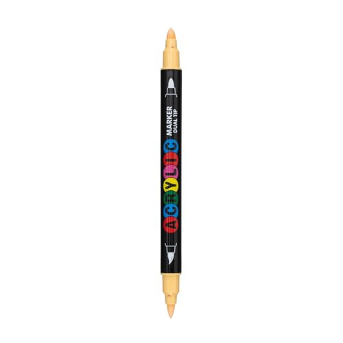 Acrylic Paint Markers, 24 Skin Tone Markers - Dual Tip Art Pens with Brush & Fine Point for Rock Painting, Fabric, Canvas, Wood, DIY Crafts - Flesh Tone Craft Paint & Art Supplies