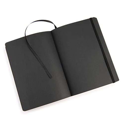 Pentalic Traveler Midnight Sketch Black Paper Journal, 160 Pages, Black (6" x 8") - size: 6-inch x 8-inch, Black