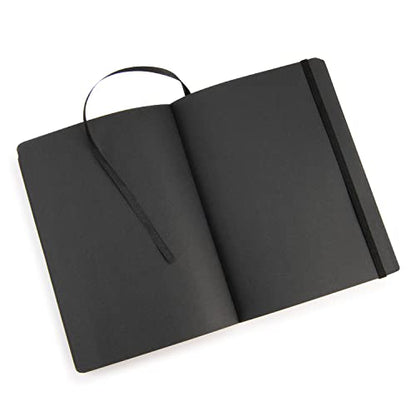 Pentalic Traveler Midnight Sketch Black Paper Journal, 160 Pages, Black (6" x 8") - size: 6-inch x 8-inch, Black