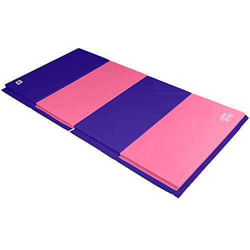 We Sell Mats Gymnastics Mat, Folding Tumbling Mat, Portable with Hook & Loop Fasteners - color: Purple / Pink, size: 4 ft x 8 ft x 1.5 in