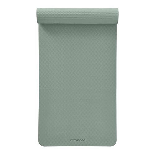 Retrospec Zuma 1/2" Yoga Mat Non Slip Exercise Mat For Pilates, Workout | 72x24x1/2", Gym Mat, Yoga Mat Strap, TPE Yoga Mat, Eco Friendly, Elastic Memory Foam, Moisture Resistant, BPA, Latex Free - color: Sage