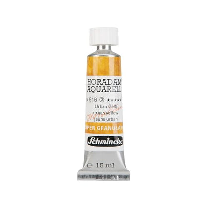 Schmincke - HORADAM® AQUARELL, Super Granulation, 14 916 001 Urban Yellow, 5 ml tube, very strong granulating colors, finest, super granulating watercolors - color: 916 urban yellow