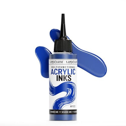 KAMENSKAYA Acrylic Inks for Artists - Blue Denim Acrylic Ink, 3.38 Fl Oz (100 ml) | Highly Concentrated, Multifunctional Liquid Acrylic Paint - color: Blue Denim