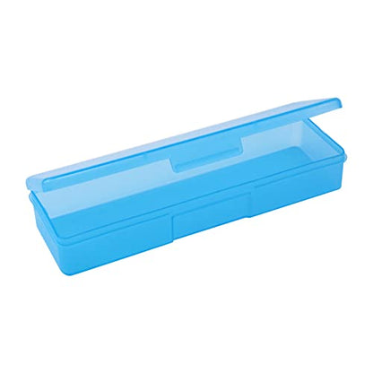 4PCS Clear Thin Rectangle Storage Containers Box Pencil Case (Blue) | Large Capacity Storage Containers Box with Hinged Lid and Snap Closure for Pencils, Pens, Drill Bits, Office Supplies - color: Clear Blue