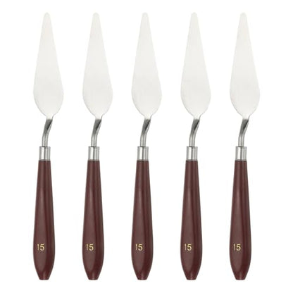 HARFINGTON 5pcs Palette Knife Painting Tool 3.27" x 1.06" Stainless Steel Art Spatula Pallet Knives Scrapers Tools with Plastic Handle for Acrylic Oil Canvas Mixing Spreading, Red/Silver - size: 3.27" x 1.06"