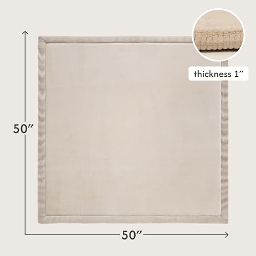 Hakuna Matte CloudSoft Play Mat - Beige 50" x 50" Super Soft - color: Beige, size: 50" x 50"