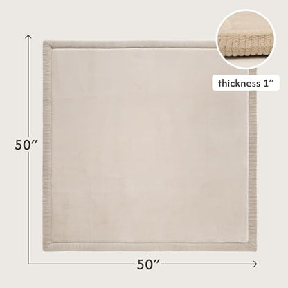 Hakuna Matte CloudSoft Play Mat - Beige 50" x 50" Super Soft - color: Beige, size: 50" x 50"