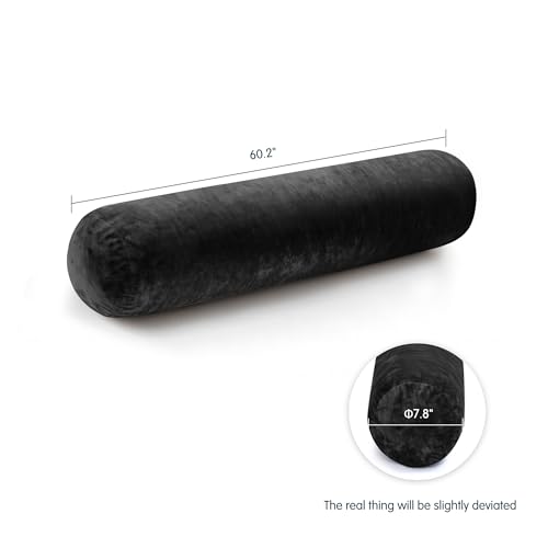 SyMax 7.8"x60" Body Pillow for Queen Bed, Bolster w/Removable Polyester Cover, Headboard Gap Filler Pillow, Black - color: Black, size: 60.2 inch