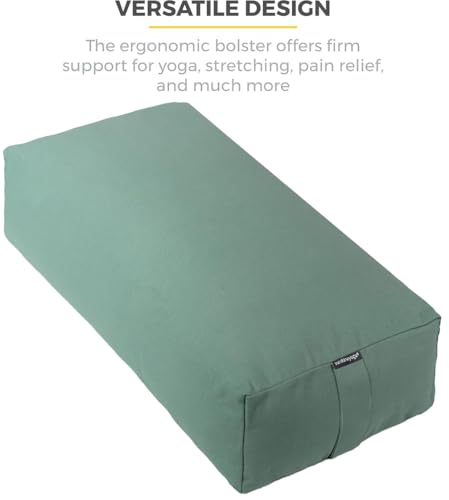 Firm Large Yoga Bolster, 24x12x6in - color: Sage - Zippered Cover, size: 2 Pack