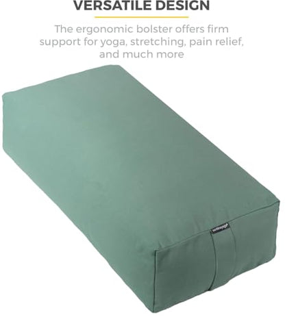 Firm Large Yoga Bolster, 24x12x6in - color: Sage - Zippered Cover, size: 2 Pack