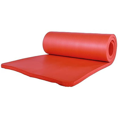 BalanceFrom 71x24 Inches Yoga Mat with Knee Pad and Optional Blocks – Extra 1-Inch Thick Non-Slip Foam with Anti-Tear Surface and Carrying Strap for Home, Studio, or Gym Workouts - color: Red, style: Mat & Knee Pad & Yoga Blocks