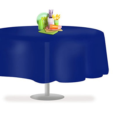 Navy Blue 1 Pack Premium Disposable Plastic Tablecloth 84" Inch Round Table Cover - color: Navy, size: 1 Pack 84" Round