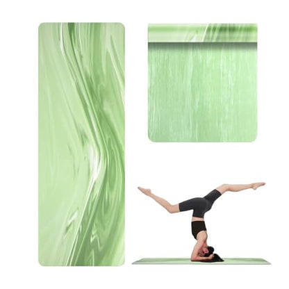Natural Rubber Yoga Mat, Matte PU Material Extra Thick Yoga Mat Non Slip, Eco Friendly Fitness Exercise Mat for Women Men Kids, Workout, Yoga, Pilates and Floor Exercise - color: Green