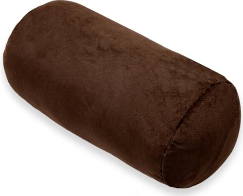 1 MIDDLE ONE Round Cylinder Bolster Pillow with Removable Velvet Cover, Tube Roll Cervical Pillow for Head, Neck, Back and Legs Support, 13" x 6", Brown - color: Brown, size: 13 inch