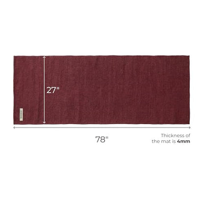 Live Well 360 Handmade Organic Cotton Yoga Mat - Non-Toxic, Chemical-free and All Natural Cloth Yoga Mat - Exercise, Workout, & Fitness Rug - Woven Material - Absorbent & Washable - 78" x 27" - color: Maroon