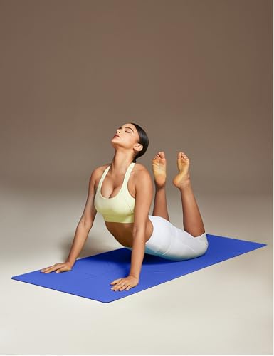 Heathyoga Yoga Mat Non Slip TPE Pilates Exercise Mats for Home Workout Gym Fitness Eco Friendly Thick Hot Yoga Mat with Strap Body Alignment,72"x 26" Thickness 1/4" - color: Blue