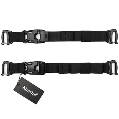 33” Long Tactical Backpack Straps with Quick Release Buckle, Heavy Duty Adjustable Attachment Straps, Tightening & Add On Belt for Sleeping Bag, Tent, for Hiking, Cycling – 2 Pack Black