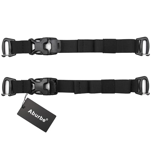33” Long Tactical Backpack Straps with Quick Release Buckle, Heavy Duty Adjustable Attachment Straps, Tightening & Add On Belt for Sleeping Bag, Tent, for Hiking, Cycling – 2 Pack Black