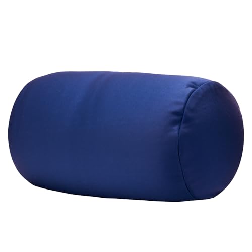 Microbead Bolster Tube Pillows with Double Cover, Squish Bean Bed Microbead Pillow Soft Neck Back Lumbar Support Smooth Cool Touch Comfortable Fabric (Navy Blue) - color: Navy Blue