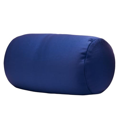 Microbead Bolster Tube Pillows with Double Cover, Squish Bean Bed Microbead Pillow Soft Neck Back Lumbar Support Smooth Cool Touch Comfortable Fabric (Navy Blue) - color: Navy Blue