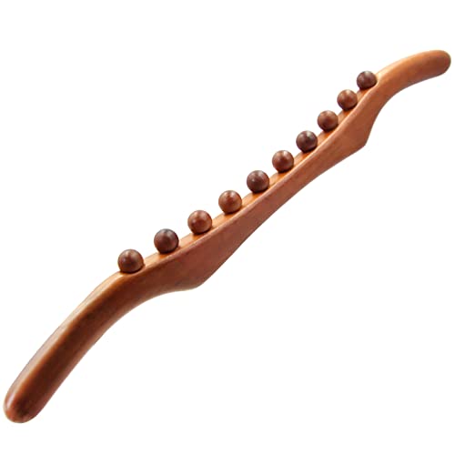 Wood Therapy Massage Tools, 21 inch Lymphatic Drainage Massager, Handheld Massage Stick & Wood Therapy Tools for Neck and Back Pain Stomach Body Shaping Anticellulite Leg - style: 10 Balls