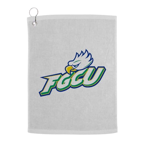 Sport Your Gear Florida Gulf Coast Eagles Golf Bag Towel - Officially Licensed - Athletic Logo - Ultra-Absorbent, Grommet Attachment, Keeps Clubs & Hands Dry - color: Fgcu