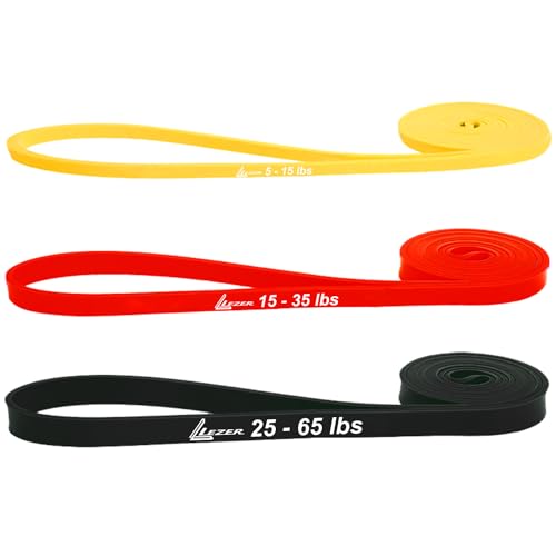 LEZER Resistance Bands - Pull Up Bands for Home Gym Fitness, Stretching, Physical Therapy & Training - Includes Instruction - color: 07 - 3 Colors - Light sets