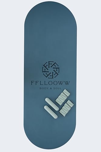 FFLLOOWW Premium Non Slip PU Yoga Mat 72.8” x 26.8” 4.5mm – Eco Friendly Natural Rubber Exercise Mat for Hot Yoga, Pilates & Home Workout with Carry Strap - color: Blue