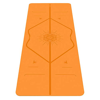 Liforme Travel Yoga Mat - Patented Alignment Design, Advanced Non-Slip Grip - color: Orange