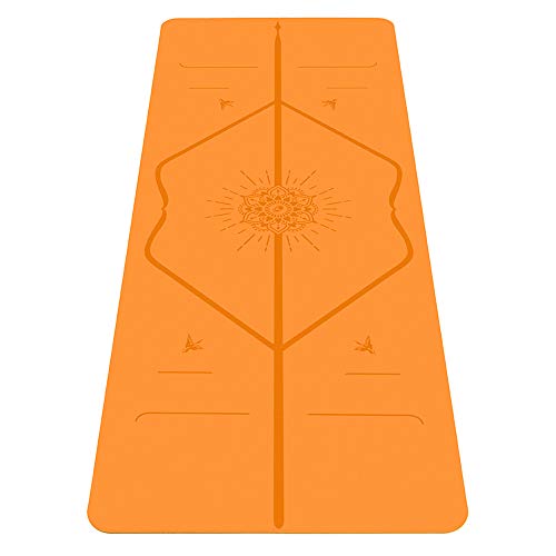 Liforme Travel Yoga Mat - Patented Alignment Design, Advanced Non-Slip Grip - color: Orange